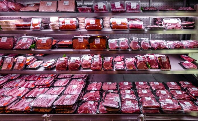 Amsterdam,,September,2017.,Display,With,Different,Types,Of,Prepacked,Meat
