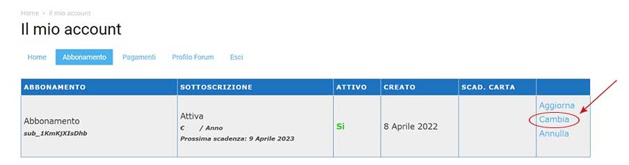 Bottone cambia abbonamento