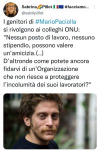 Appello pagina Giustizia per Mario Paciolla