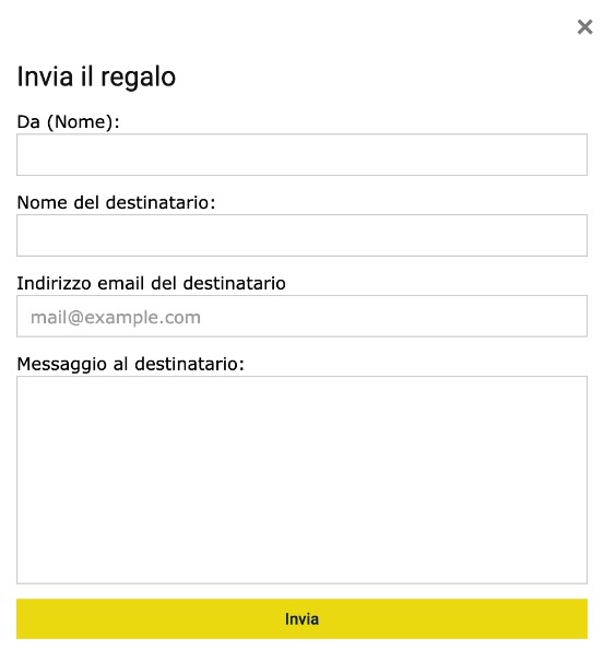 Maschera invio regalo