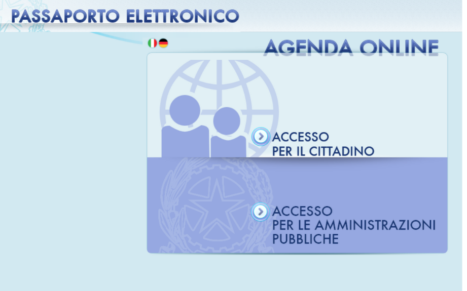Interfaccia https://www.passaportonline.poliziadistato.it/