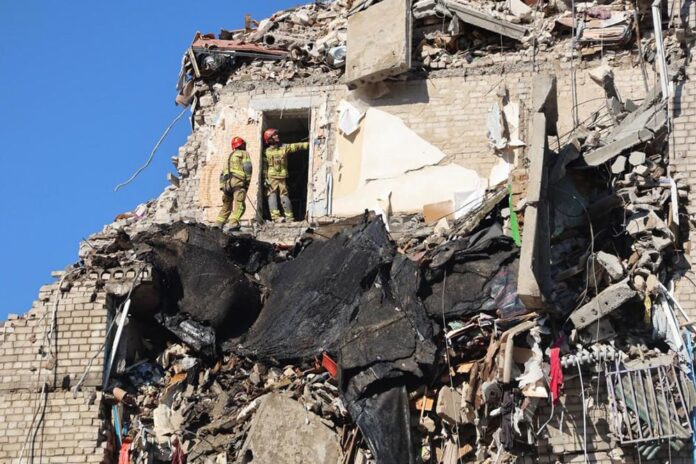 edificio di Kiev in macerie